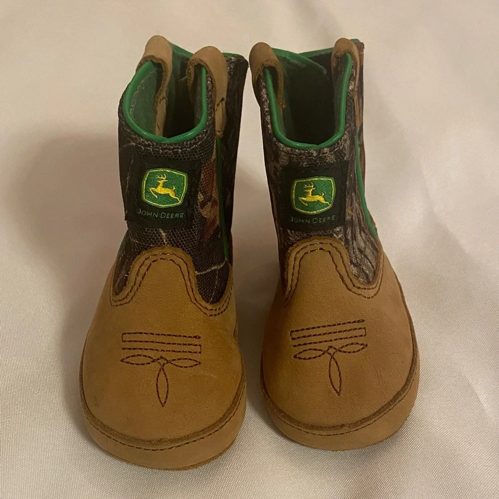 John Deere Baby Tan and Green Boots